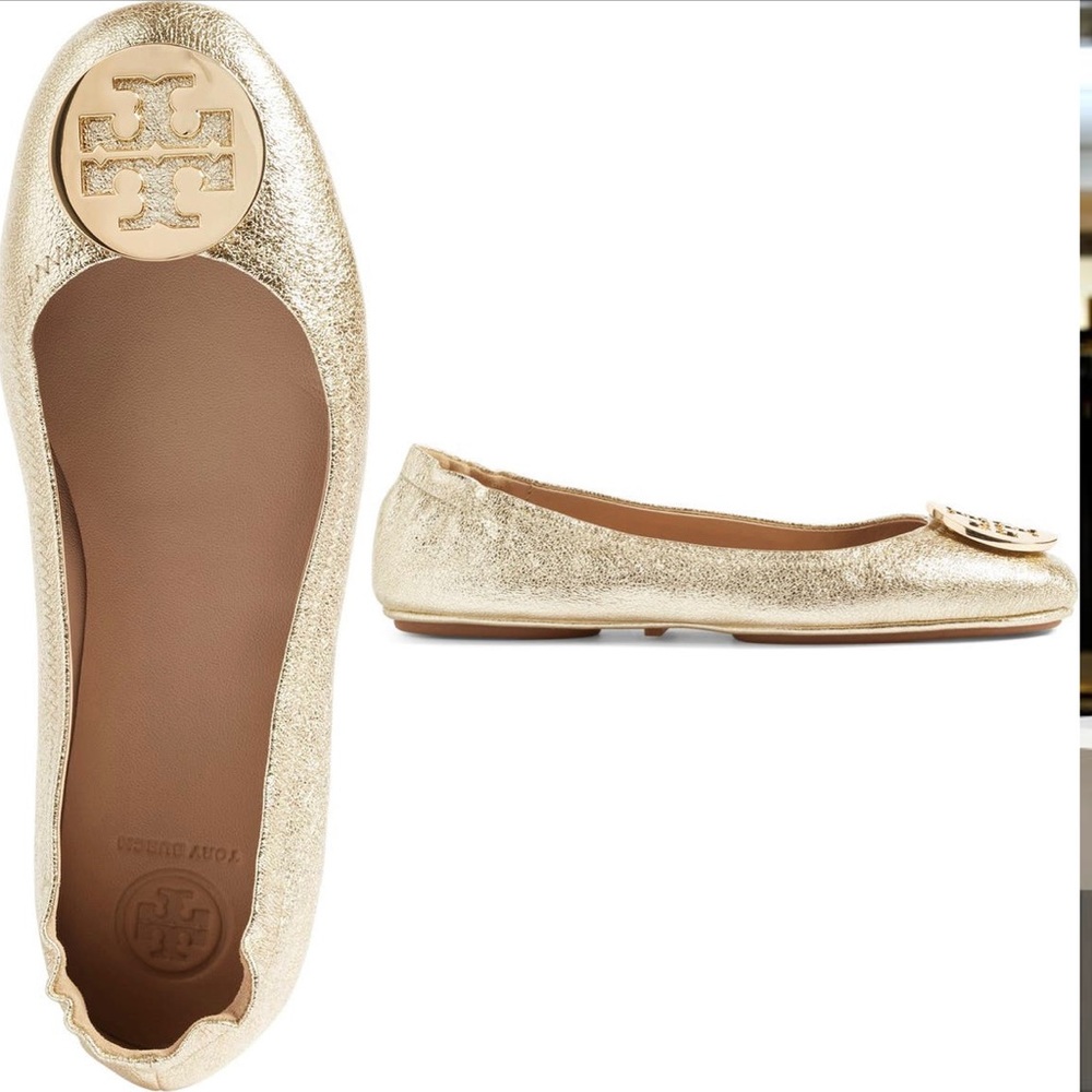 Tory Burch Claire Ballet Flat size 7.5 in Spark Gold